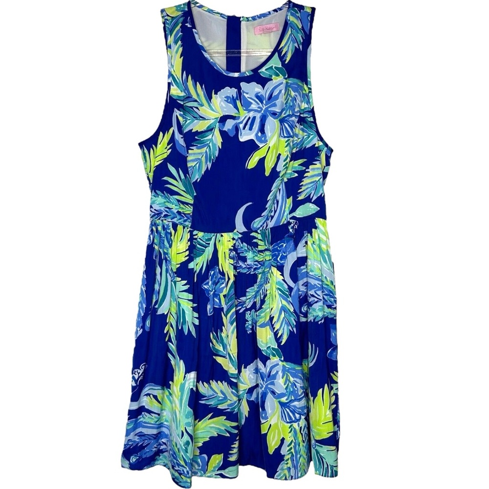 Lilly Pulitzer Kassia Twilight Blue Nest To Nothing Fit Flare Dress SZ 2 - Picture 3 of 6
